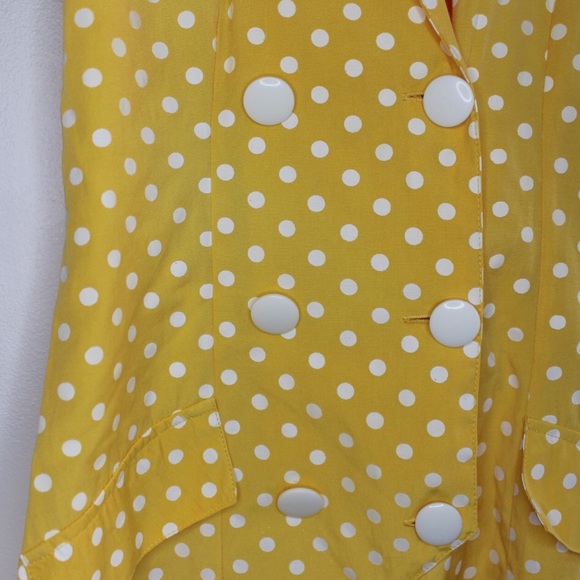 Vintage Pinup Yellow Polka Dot Shorts Romper 3 Junior - Picture 3 of 6